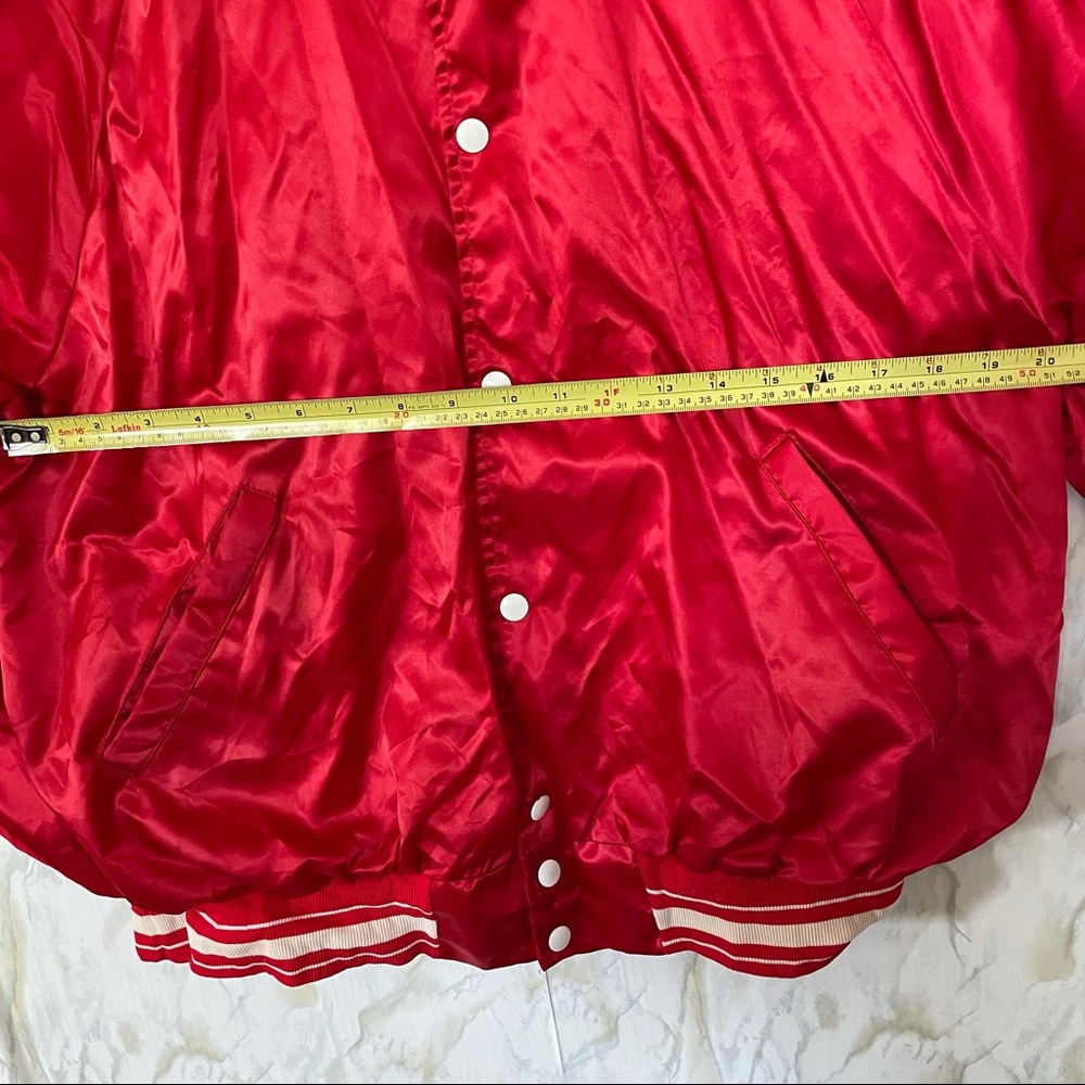 Vintage MWG bomber jacket red coat snap buttons mens large 80s Canada casual - Picture 6 of 8
